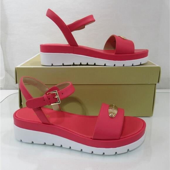 Women's Shoes Michael Kors Darcy Platform Sandal Geranium Pink Size 7.5 - Picture 3 of 6